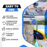 DocksLocks Weatherproof Coiled Security Cable Lock (5ft to 25ft Lengths) with Resettable Combination, Anti-Theft Protection for Kayaks, Bikes, Paddleboards, Scooter, Equipment, Bicycles and More 15ft