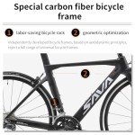 SAVADECK Carbon Road Bike with Shimano SORA R3000 18 Speed Derailleur System,Racing Bicycle with Carbon Fiber Frame Carbon Fork and Double V Brake for Adult.(Black 56cm)