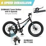 Glerc Mars Kids Mountain Bike, 24 Inch Fat Tire Bike for Teen Ages 8-14 Year Old, Bicycle with 2.8-Inch Wide Tires and 6 Speed Drivetrain, Disc Brakes