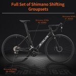 SAVADECK Carbon Disc Road Bike, Integrated Design Racing Bicycle Carbon Frame Carbon Fork with Shimano SORA R3000 Derailleur System 18 Speed Disc Brake Road Bike for Men or Women.(White 56cm)