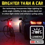 BLITZU 2025 Cyborg 168T Tail Light or 168H Bike Headlight, USB Rechargeable LED Rear Bicycle Lights Set Front Back Night Riding, Cycling Safety Reflector Accessories (Taillight)