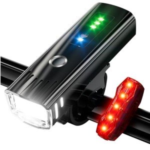 IPSXP 3000 Lumens Bike Light Set USB Rechargeable Bicycle Front Headlight and Back Taillight 4 Light Modes Easy to Install for Men Women Kids Road Mountain Cycling