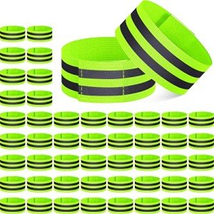 Yilloog 100 Pcs Reflective Arm Bands for Night Walking Reflector Bands Wrist Arm Ankle Leg High Visibility Reflective Gear Safety Reflector Tape Straps for Cycling and Running(Green)