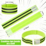 Yilloog 100 Pcs Reflective Arm Bands for Night Walking Reflector Bands Wrist Arm Ankle Leg High Visibility Reflective Gear Safety Reflector Tape Straps for Cycling and Running(Green)