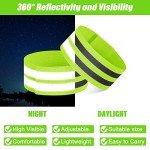Yilloog 100 Pcs Reflective Arm Bands for Night Walking Reflector Bands Wrist Arm Ankle Leg High Visibility Reflective Gear Safety Reflector Tape Straps for Cycling and Running(Green)