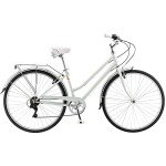 Schwinn Wayfarer Adult Hybrid Bike, Mens and Womens, 16-Inch/Small Steel Step-Through Frame, 7-Speed Drivetrain, Rear Rack, 700C Wheels, Light Mint