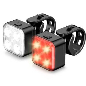 Akale Bike Lights Set, Rechargeable Bicycle Lights Front and Rear, 4 Light Mode Options, Bike Headlight, IPX4 Waterproof, Easy to Install for Men Women Road