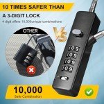 DELSWIN Cable Locks with Combination, 4-Digit Combination Lock with 3 Different Length Replaceable Steel Rope, Security Cable Lock for Luggage, Helmet, Gym Locker, Cabinet, Fence Gate (Black)