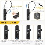 DELSWIN Cable Locks with Combination, 4-Digit Combination Lock with 3 Different Length Replaceable Steel Rope, Security Cable Lock for Luggage, Helmet, Gym Locker, Cabinet, Fence Gate (Black)