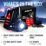 AVANTO Chest Light and LED Dog Walking Set - Night Safety for Dogs, Bikes, Strollers, Running - Reflective Gear, Clip-on Light & Bicycle Safety