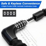 NDakter Upgrade Bike Lock, Bike Chain Lock with 2 Ways to Unlock, 4 Digit Combination Heavy Duty Anti-Theft 3.2/4.28 Ft Bicycle Locks with 2 Keys, High Security Scooter Locks for Ebike, Escooter, Door