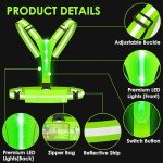 HEHEBON LED Reflective Vest Running Gear,High Visibility Reflective Gear with Light Rechargeable Light Up Running Safety Vest for Walking,Running,Cycling Adjustable for Men Women & Kids(Green)