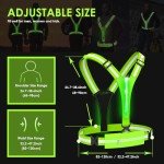 HEHEBON LED Reflective Vest Running Gear,High Visibility Reflective Gear with Light Rechargeable Light Up Running Safety Vest for Walking,Running,Cycling Adjustable for Men Women & Kids(Green)