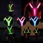 HEHEBON LED Reflective Vest Running Gear,High Visibility Reflective Gear with Light Rechargeable Light Up Running Safety Vest for Walking,Running,Cycling Adjustable for Men Women & Kids(Green)