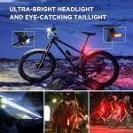 2025 New Bike Lights for Night Riding, Aluminum 10000 Lumens Rechargeable 6000mAh Super Bright Bicycle Headlight and Back Taillight, Waterproof LED Display 6+4 Modes Bicycle Lights Sets