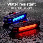 4 Pcs Bike Light USB Rechargeable Bike Tail Light Bicycle Headlight Tail Light Set Ultra Bright Bicycle LED Safety Light Waterproof Cycling Taillight 7 Modes for Road Mountain Night Riding(Red, Blue)