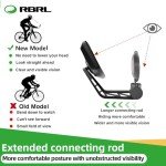 RBRL Bike Mirror Bar End Bike Mirror, Rotatable Bicycle Mirror, Automotive Grade Glass Bike Side Mirrors, Scratch Resistant E-Bike Universal Rearview Mirrors for Mountain bike (Left)