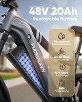 PUCKIPUPPY Boxer Electric Bike for Adults 960W, 48V 20AH Battery Ebike, Full Suspension 26" Fat Tire E Bike, 28MPH 80Miles Range Mountain Electric Bicycle, 7 Speed Hydraulic Disc Brakes