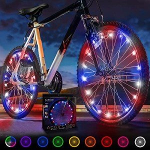 Activ Life Bike Wheel Lights (2 Tire, Patriotic) Brighter and LED Visible from All Angles, for Easter Basket Stuffers, Spring Break Essentials & Beach Vacation, Cool Family Fun, Birthday Gift