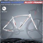 Betterland 14 Speed Road Bike,700C Wheel Road Commuter Bike with Dual Disc/V Brakes, Light Aluminum Alloy Frame,Adult Faster Racing Bicycle for Men and Women White
