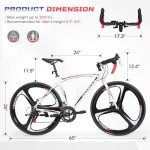 Betterland 14 Speed Road Bike,700C Wheel Road Commuter Bike with Dual Disc/V Brakes, Light Aluminum Alloy Frame,Adult Faster Racing Bicycle for Men and Women White