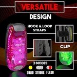 4 Pack LED Safety Light, Clip on Reflective Gear Lights for Walking at Night, Running, Jogging, High Visibility Strobe Light Accessories for Runners, Kids, Hiking, Kayak, Cycling, Camping, Boat Pink