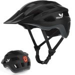 Veltuno Bike Helmet for Adults, Lightweight Mountain Bicycle Helmet with USB Rechargeable LED Rear Light, Removable Sun Visor for Women, Men, Suitable for Cycling and Commuting (Black, Large)