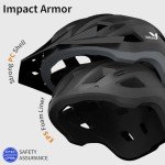 Veltuno Bike Helmet for Adults, Lightweight Mountain Bicycle Helmet with USB Rechargeable LED Rear Light, Removable Sun Visor for Women, Men, Suitable for Cycling and Commuting (Black, Large)