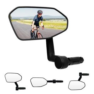 Homieway Bike Mirror,Adjustable Bicycle Mirror For Handlebar Mount,Scratch Resistant Glass Lens,Large Bar End Bike Rearview Mirror For E-bike Accessories (Left)
