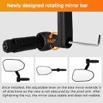 Homieway Bike Mirror,Adjustable Bicycle Mirror For Handlebar Mount,Scratch Resistant Glass Lens,Large Bar End Bike Rearview Mirror For E-bike Accessories (Left)