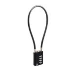 RESET-201 (1 Pack) 4 Digit Combination Padlock with 12 inch (30cm) Steel Cable,Cable Lock for Trash Can, Locker, Gym Locker, Luggage, Suitcase, Gun Case, Trigger,Helmet, 5mm Diameter, Black
