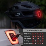 Veltuno Bike Helmet for Adults, Lightweight Mountain Bicycle Helmet with USB Rechargeable LED Rear Light, Removable Sun Visor for Women, Men, Suitable for Cycling and Commuting (Black, Large)
