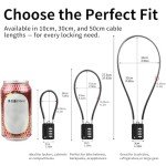 RESET-201 (1 Pack) 4 Digit Combination Padlock with 12 inch (30cm) Steel Cable,Cable Lock for Trash Can, Locker, Gym Locker, Luggage, Suitcase, Gun Case, Trigger,Helmet, 5mm Diameter, Black