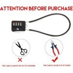 RESET-201 (1 Pack) 4 Digit Combination Padlock with 12 inch (30cm) Steel Cable,Cable Lock for Trash Can, Locker, Gym Locker, Luggage, Suitcase, Gun Case, Trigger,Helmet, 5mm Diameter, Black