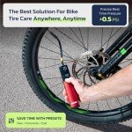 Woowind BP188 Bike Pump, The Pro Electric Bicycle Pump Tire Inflator Portable Air Compressor with Schrader, Presta and Dunlop Valve Adapters - 150PSI (Red)