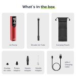 Woowind BP188 Bike Pump, The Pro Electric Bicycle Pump Tire Inflator Portable Air Compressor with Schrader, Presta and Dunlop Valve Adapters - 150PSI (Red)