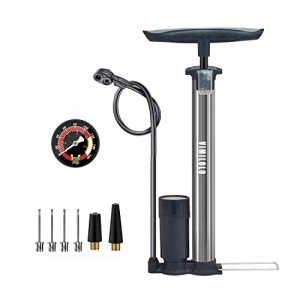 VIMILOLO Bike Pump, Air Bicycle Pump Inflator with Pressure Gauge for Presta and Schrader Valve Tire Ball Bike Portable Pumps 160PSI
