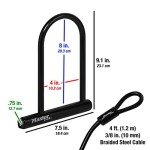 Master Lock 7.25" U Lock with Looped End Cable,Black