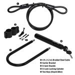 Master Lock 7.25" U Lock with Looped End Cable,Black