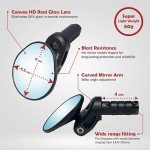 Hafny Drop Bar Bike Mirror, HD, Shatter-Proof, HD Convex Blue Glass Mirror (Anti-glare Blue Glass Lens)