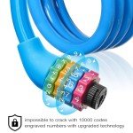Ainiv Bike Lock, 25 inch Bike Lock Cable, Portable Anti Theft 4 Digits Codes Cable Locks, Resettable Combinations Coiling Bicycle Lock for Bike, Motorbike, Scooter, Skateboard, Gate, Fence (Blue)