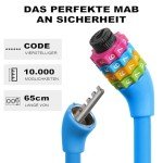 Ainiv Bike Lock, 25 inch Bike Lock Cable, Portable Anti Theft 4 Digits Codes Cable Locks, Resettable Combinations Coiling Bicycle Lock for Bike, Motorbike, Scooter, Skateboard, Gate, Fence (Blue)