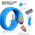Ainiv Bike Lock, 25 inch Bike Lock Cable, Portable Anti Theft 4 Digits Codes Cable Locks, Resettable Combinations Coiling Bicycle Lock for Bike, Motorbike, Scooter, Skateboard, Gate, Fence (Blue)