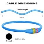 Ainiv Bike Lock, 25 inch Bike Lock Cable, Portable Anti Theft 4 Digits Codes Cable Locks, Resettable Combinations Coiling Bicycle Lock for Bike, Motorbike, Scooter, Skateboard, Gate, Fence (Blue)