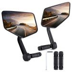 New Bar End Bike Mirror, APLSTOW HD Automotive Grade Glass Lens E-Bike Mirrors, Scratch Resistant, Safe Bicycle Rearview Mirrors (A Pair)