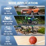 Fathers Day Dad Gifts from Daughter Wife, Coquimbo Bike Pump Tire Inflator Portable Air Compressor: 150PSI Electric Air Pump for Car Bicycle Tires Motorcycle Accessories Gifts for Men (Black)