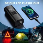 Fathers Day Dad Gifts from Daughter Wife, Coquimbo Bike Pump Tire Inflator Portable Air Compressor: 150PSI Electric Air Pump for Car Bicycle Tires Motorcycle Accessories Gifts for Men (Black)