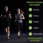 Sumind Reflective Running Gear Set Include 2 Pieces LED Safety Lights and 4 Reflective Bands for Wrist Arm Ankle Leg Straps Tape High Visibility Bands Strobe Running Light for Woman Men