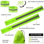Sumind Reflective Running Gear Set Include 2 Pieces LED Safety Lights and 4 Reflective Bands for Wrist Arm Ankle Leg Straps Tape High Visibility Bands Strobe Running Light for Woman Men