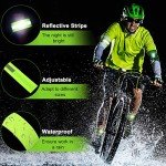 Sumind Reflective Running Gear Set Include 2 Pieces LED Safety Lights and 4 Reflective Bands for Wrist Arm Ankle Leg Straps Tape High Visibility Bands Strobe Running Light for Woman Men